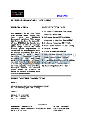 IRISMPS5 datasheet - IRISMPS5 DEMO BOARD USER GUIDE