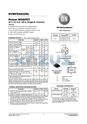 NVMFS5832NL datasheet - Power MOSFET 40 V, 4.2 m, 120 A, Single N.Channel