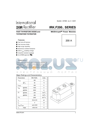 IRK2F200-12HJ datasheet - MAGN-A-pak Power Modules