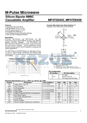 MP4TD0436T datasheet - Silicon Bipolar MMIC Cascadable Amplifier