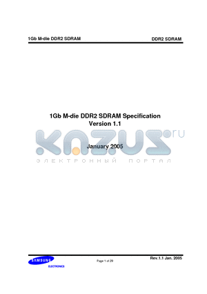 K4T1G084QM-ZCCC datasheet - 1Gb M-die DDR2 SDRAM Specification