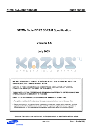 K4T51043QB-ZCD5 datasheet - 512Mb B-die DDR2 SDRAM