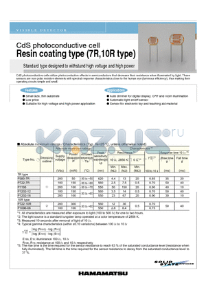 P722-10R datasheet - CbS photoconductive cell