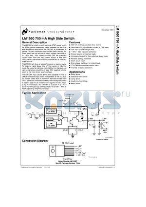 LM1950T datasheet - 750 mA High Side Switch