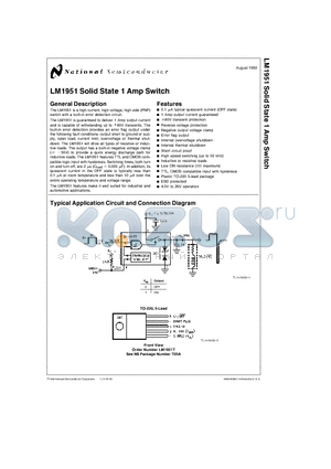 LM1951 datasheet - LM1951 Solid State 1 Amp Switch