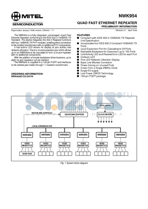 NWK954 datasheet - QUAD FAST ETHERNET REPEATER