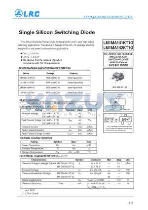 LM1MA141KT1G datasheet - Single Silicon Switching Diode