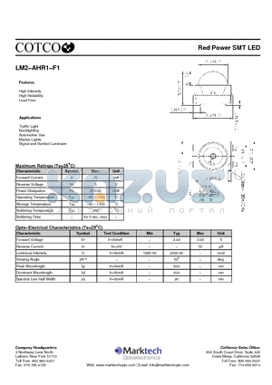 LM2-AHR1-F1 datasheet - Red Power SMT LED