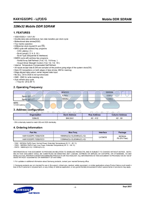 K4X1G323PC-L datasheet - 32Mx32 Mobile DDR SDRAM