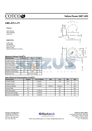 LM2-AYL1-F1 datasheet - Yellow Power SMT LED