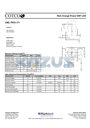 LM2-TRO1-F1 datasheet - Red−Orange Power SMT LED