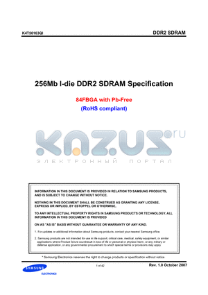 K4T56163QI-ZCLE6 datasheet - 256Mb I-die DDR2 SDRAM Specification