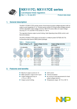 NX1117C25Z datasheet - Low-dropout linear regulators