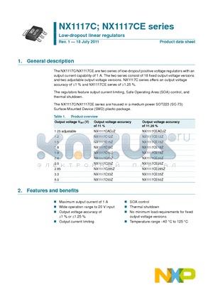 NX1117CE datasheet - Low-dropout linear regulators