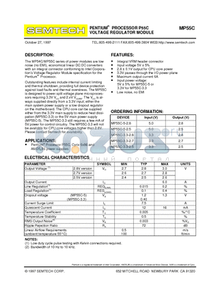 MP55C-3.3-2.7 datasheet - PENTIUM PROCESSOR P55C VOLTAGE REGULATOR MODULE