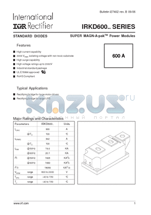 IRKD600_06 datasheet - STANDARD DIODES SUPER MAGM-A-part Power Modules