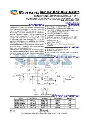 NX2116A datasheet - SYNCHRONOUS PWM CONTROLLER WITH CURRENT LIMIT, POWER GOOD & OVER VOLTAGE