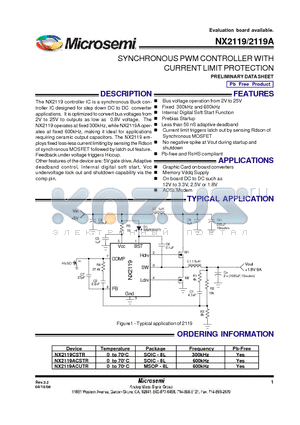 NX2119 datasheet - SYNCHRONOUS PWM CONTROLLER WITH CURRENT LIMIT PROTECTION