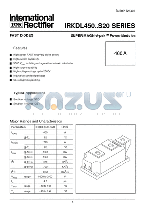 IRKDL450 datasheet - SUPER MAGN-A-PAK Power Modules