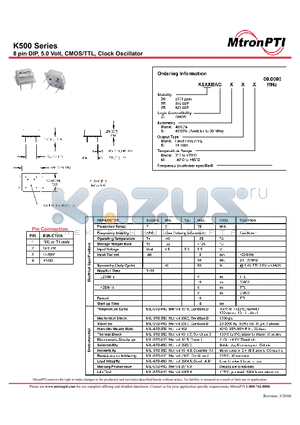 K500CEM datasheet - 8 pin DIP, 5.0 Volt, CMOS/TTL, Clock Oscillator