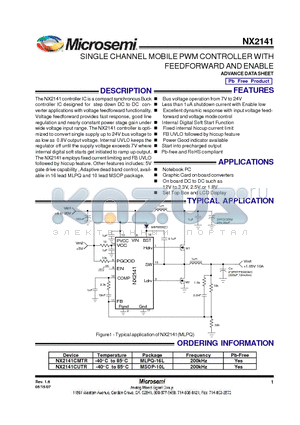 NX2141CMTR datasheet - SINGLE CHANNEL MOBILE PWM CONTROLLER WITH FEEDFORWARD AND ENABLE