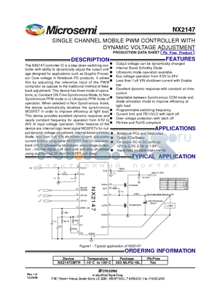NX2147CMTR datasheet - SINGLE CHANNEL MOBILE PWM CONTROLLER WITH DYNAMIC VOLTAGE ADJUSTMENT