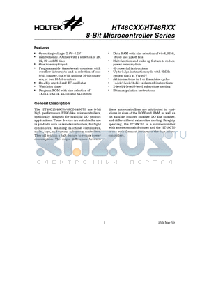 HT48RXX datasheet - 8-Bit Microcontroller Series