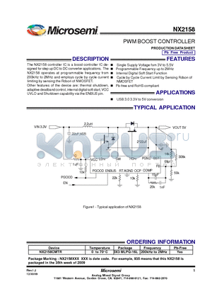 NX2158 datasheet - PWM BOOST CONTROLLER