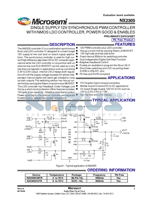NX2305CMTR datasheet - SINGLE SUPPLY 12V SYNCHRONOUS PWM CONTROLLER WITH NMOS LDO CONTROLLER, POWER GOOD & ENABLES