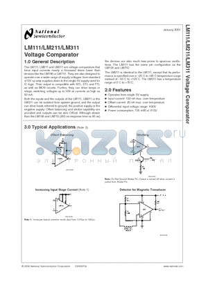 LM211M datasheet - Voltage Comparator