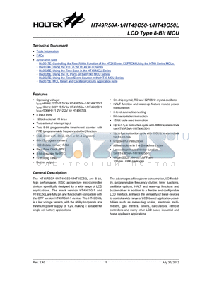 HT49C50-1_12 datasheet - LCD Type 8-Bit MCU