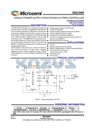 NX2155H datasheet - SINGLE POWER SUPPLY SYNCHRONOUS PWM CONTROLLER