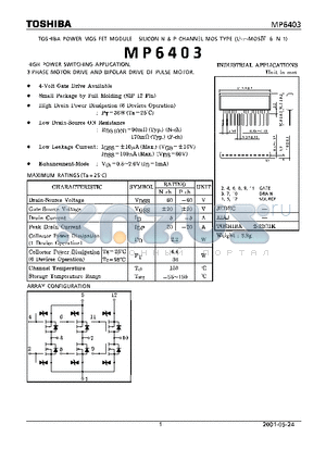 MP6403 datasheet - HIGH POWER SWITCHING APPLICATION 3 PHASE MOTOR AND BIPOLAR DRIVE OF PULSE MOTOR