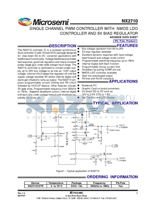 NX2710 datasheet - SINGLE CHANNEL PWM CONTROLLER WITH NMOS LDO CONTROLLER AND 5V BIAS REGULATOR