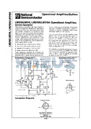 LM216H datasheet - OPERATIONAL AMPLIFIERS