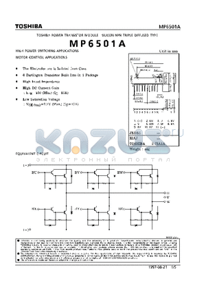 MP6501A datasheet - NPN TRIPLE DIFFUSED TYPE (HIGH POWER SWITCHING, MOTOR CONTROL APPLICATIONS)