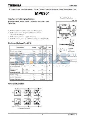 MP6901 datasheet - High Power Switching Applications Hammer Drive, Pulse Motor Drive and Inductive Load Switching