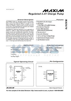 MAX679 datasheet - Regulated 3.3V Charge Pump