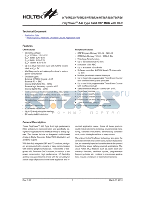 HT56R23 datasheet - TinyPowerTM A/D Type 8-Bit OTP MCU with DAC