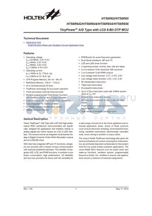 HT56R654_12 datasheet - TinyPowerTM A/D Type with LCD 8-Bit OTP MCU