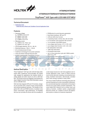 HT56R656 datasheet - TinyPower A/D Type with LCD 8-Bit OTP MCU