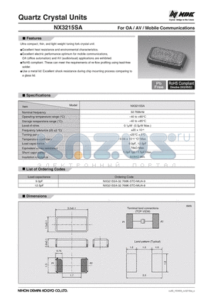 NX3215SA32.768KSTDMUA9 datasheet - Quartz Crystal Units