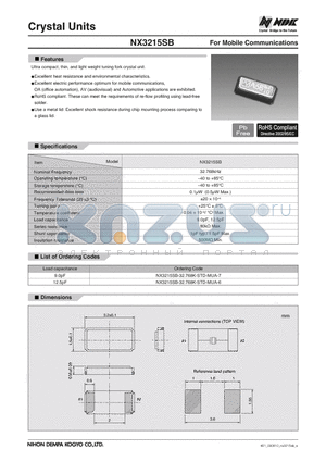 NX3215SB datasheet - For Mobile Communications