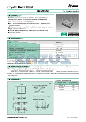 NX3225SC datasheet - Crystal Units For Car Electronics