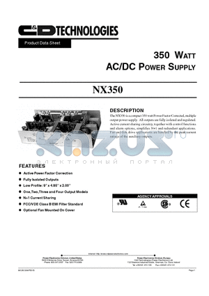 NX350-U4E datasheet - 350 WATT DC/DC POWER SUPPLY