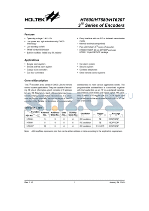 HT600_03 datasheet - 318 Series of Encoders