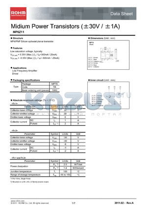 MP6Z11 datasheet - Midium Power Transistors (a30V / a1A)
