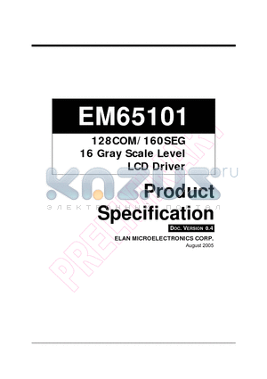 EM65101AGH datasheet - 128COM/160SEG 16 Gray Scale Level LCD Driver