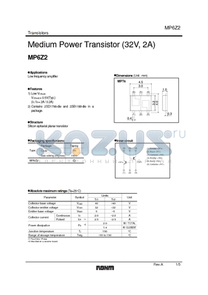 MP6Z2 datasheet - Medium Power Transistor (32V, 2A)