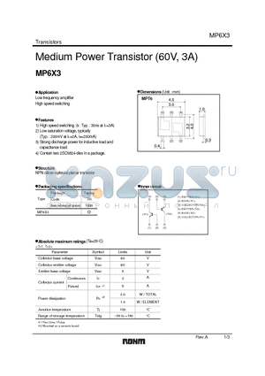 MP6X3 datasheet - Medium Power Transistor (60V, 3A)